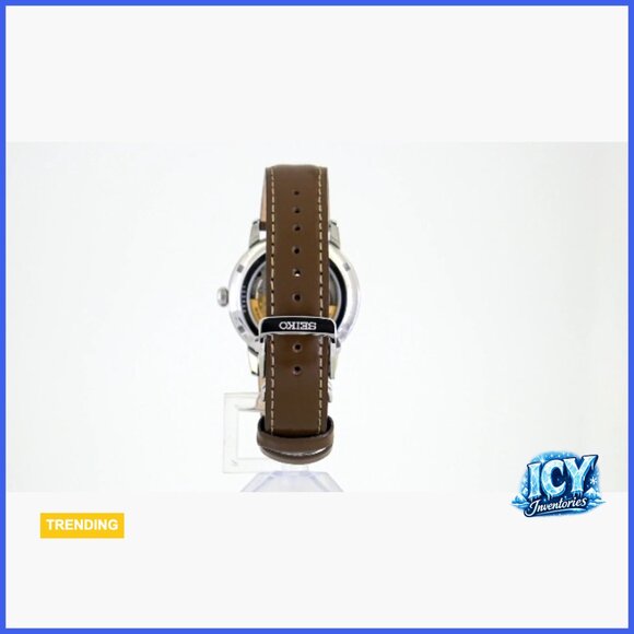 Automatic Watch with Stainless Steel Case and Leather Strap